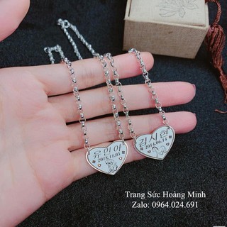 Dây chuyền bạc khắc tên mặt trái tim cho bé, trang sức bạc trẻ em