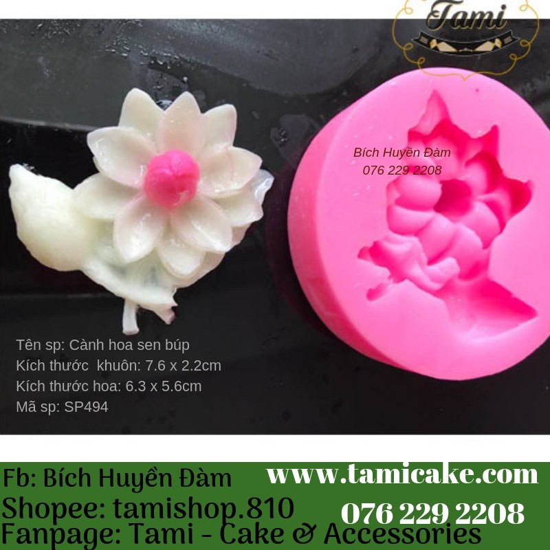 KHUÔN SILICON 4D RAU CÂU HOA NỔI - CÀNH HOA SEN BÚP