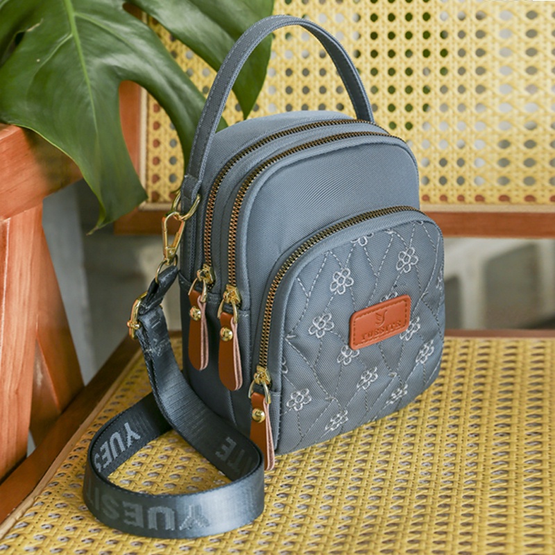 Túi Đeo Chéo Đựng Điện Thoại Họa Tiết Thêu Phong Cách Thời Trang Cho Nữ