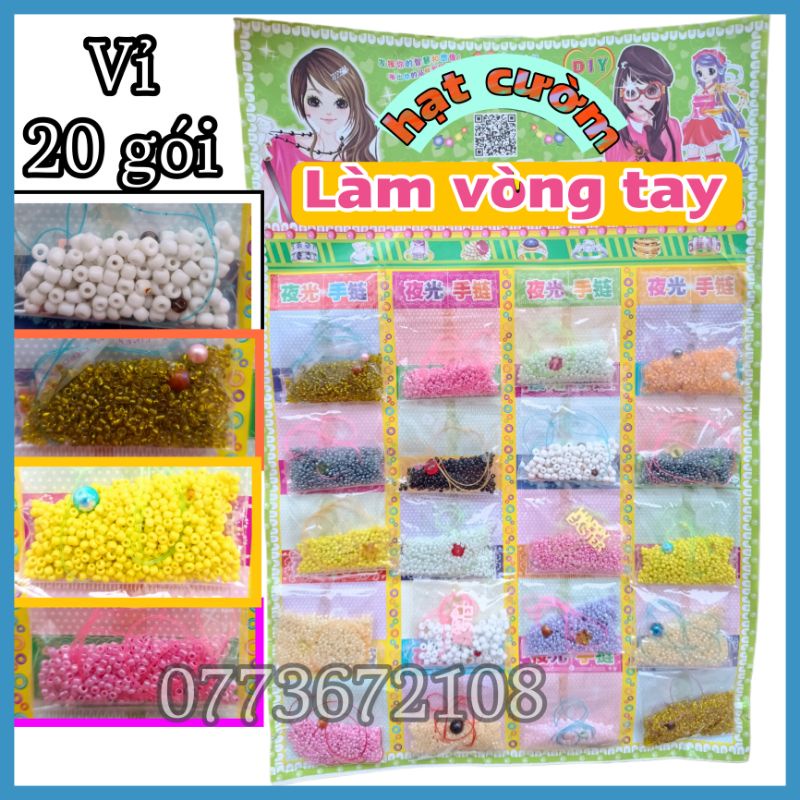 Vỉ 20 gói hạt cườm làm vòng tay