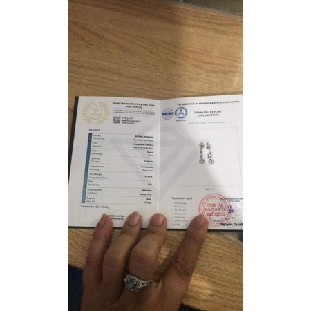 Bông tai vàng trắng k.14 kim tự nhiên hàng si nhật