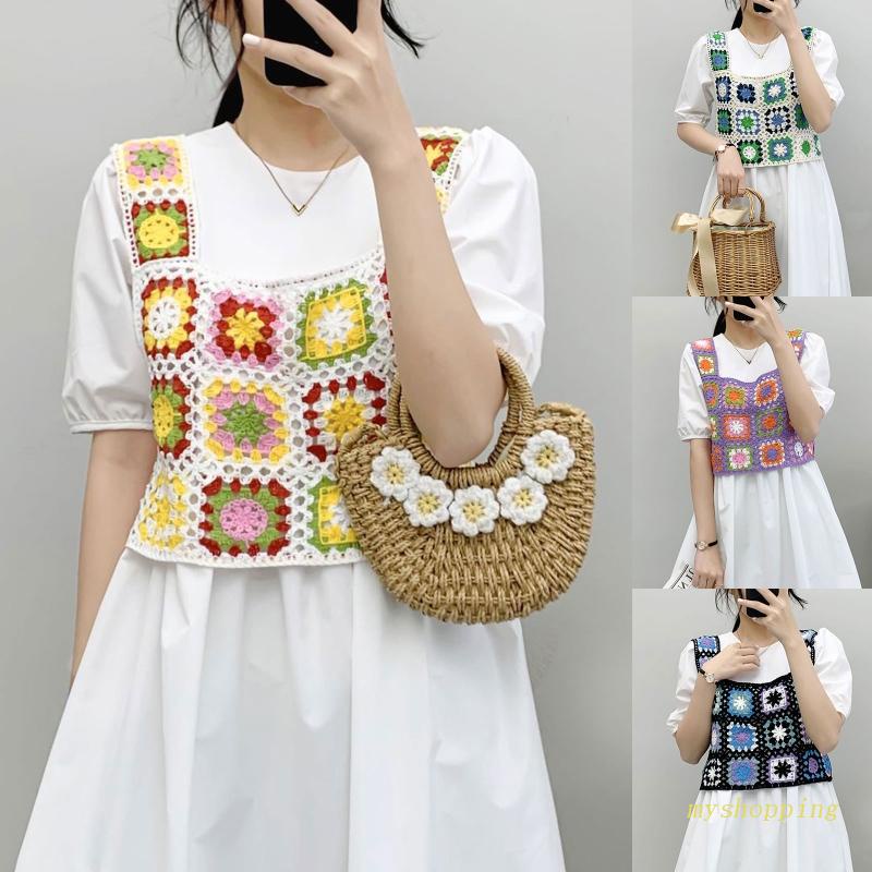 Áo Croptop Không Tay Họa Tiết Hoa Phong Cách Boho Ngọt Ngào Cho Nữ