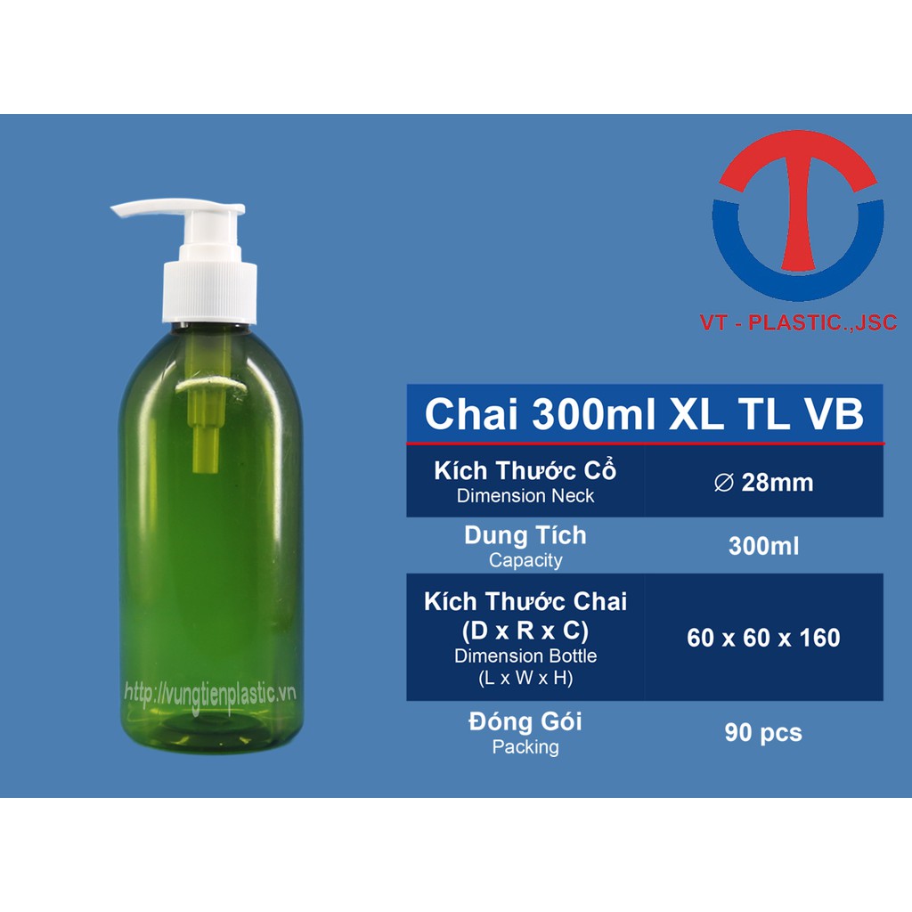 SET 10 Vỏ chai nhựa PET 300ml vòi bơm/ vòi nhấn gia công mỹ phẩm, chiết nước rửa tay