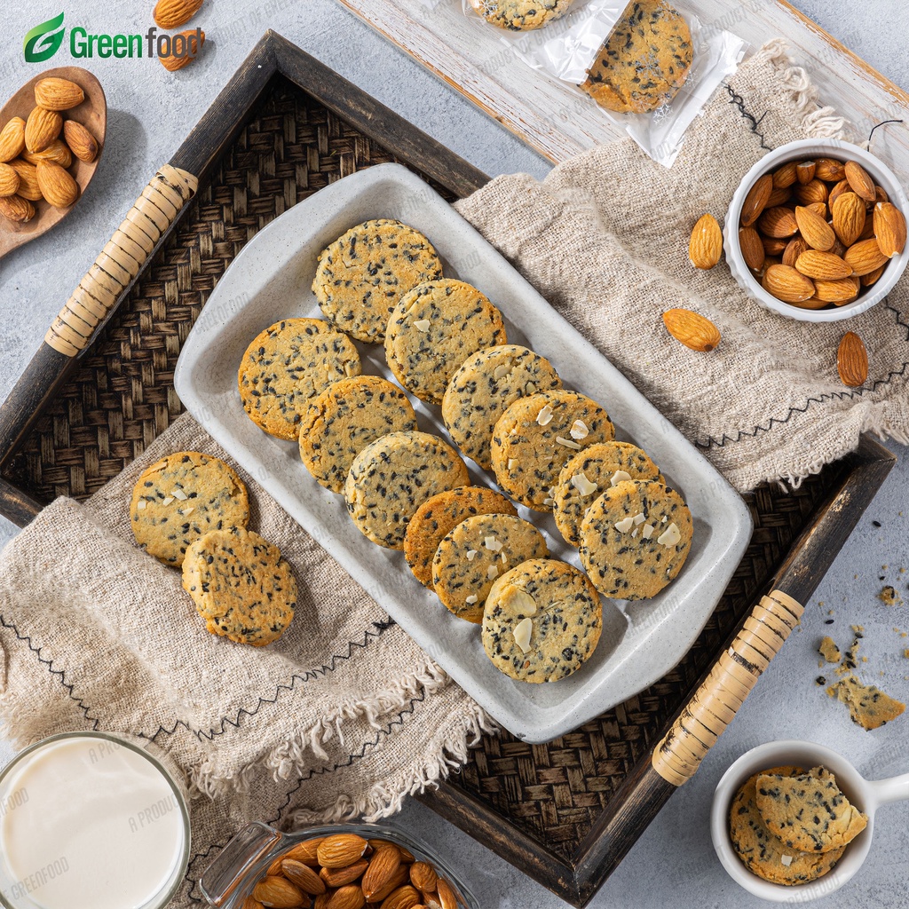 Bánh Hạnh Nhân 𝗔𝗹𝗺𝗼𝗻𝗱 Cookie Greenfood-Bánh ăn kiêng giảm cân KHÔNG ĐƯỜNG