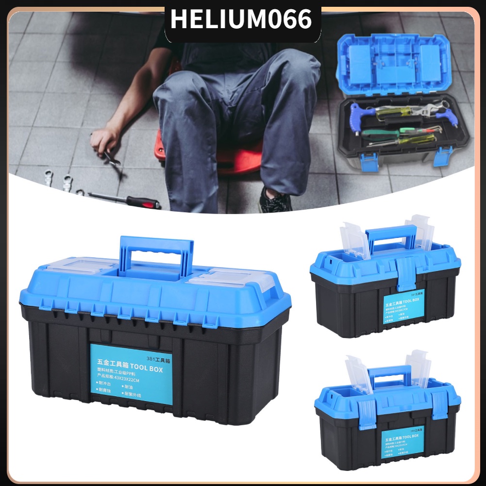 Hộp dụng cụ Nhựa PP Bộ phận phần cứng di động đựng đồ Vali thợ điện hai lớp 381 Helium066