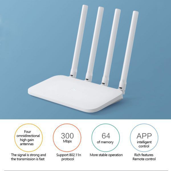 Bộ Phát Wifi Router Xiaomi Gen 4C Modem 4 râu chính hãng