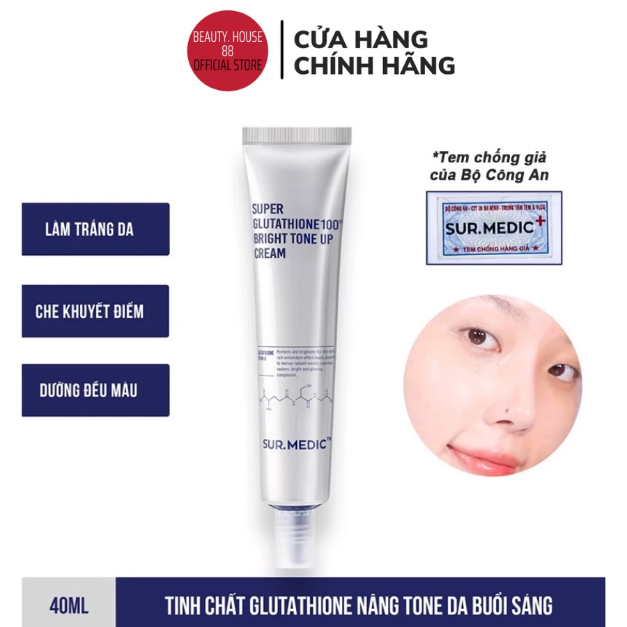 Kem Trắng Da Sur Medic Super Glutathione 100TM Bright Tone Up Cream