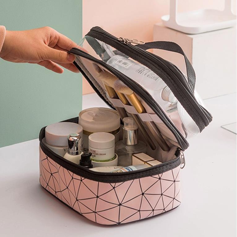 Túi đựng mỹ phẩm EVERTONER trong suốt hai lớp sức chứa lớn đa năng dùng khi đi du lịch
