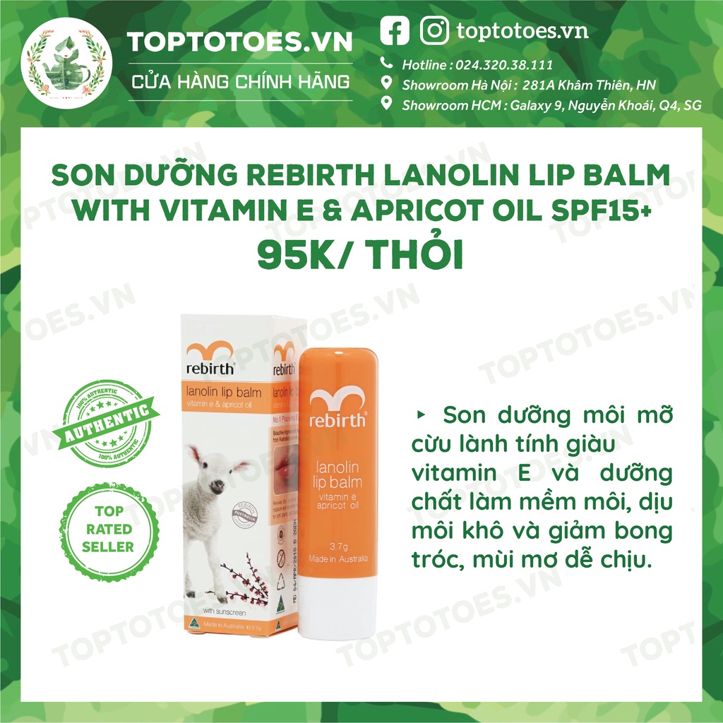 Son dưỡng môi chống nắng mỡ cừu Úc dưỡng môi mềm mại, hồng hào, có SPF ngừa thâm môi