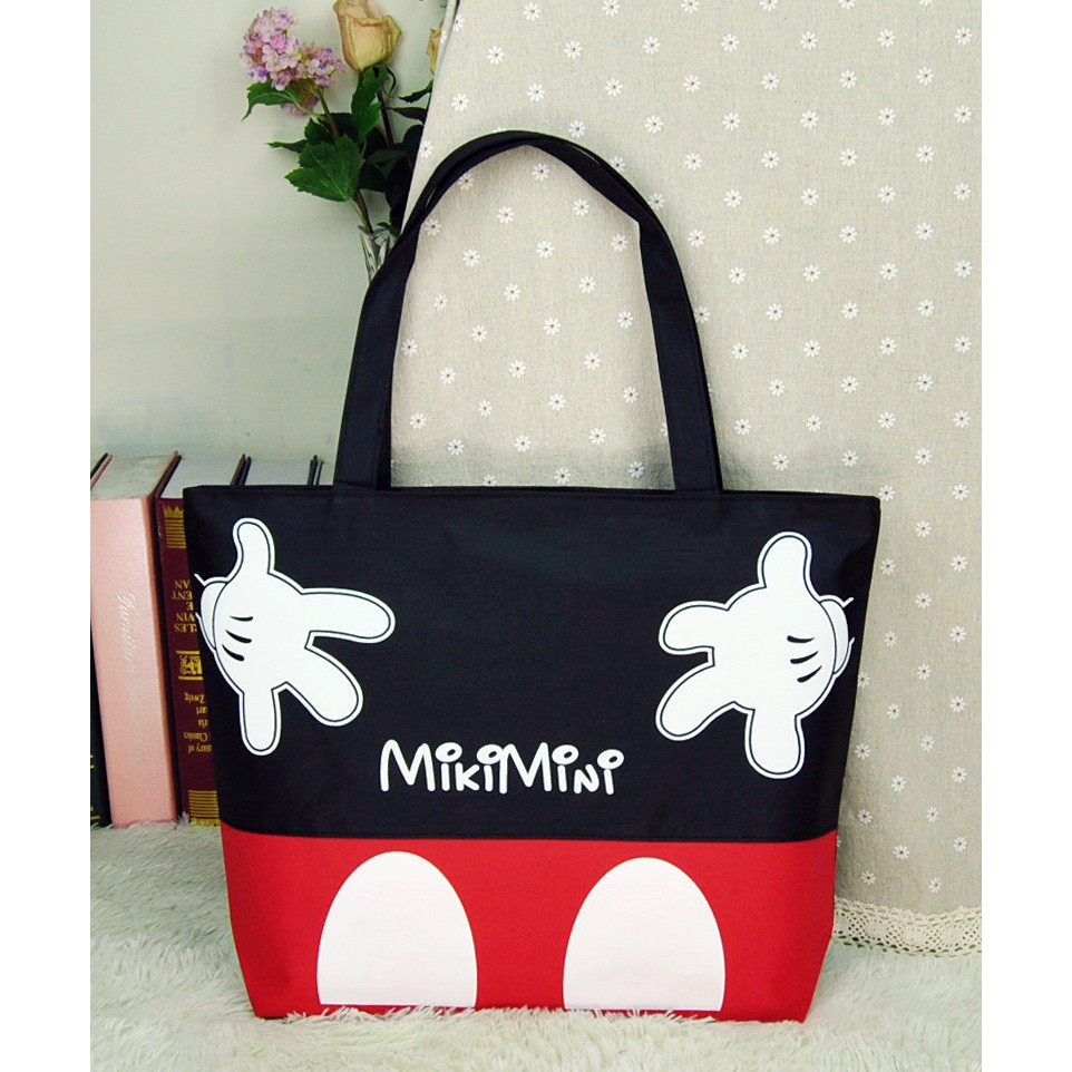 Túi Xách Nữ Vải Bố In Hình Chuột Mickey / Minnie Hoạt Hình