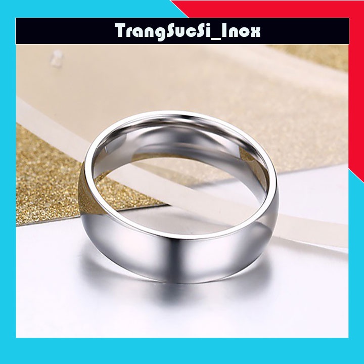 Sỉ Nhẫn inox bảng mo tròn 6mm sáng đẹp, không đen, không gỉ, hợp thời trang