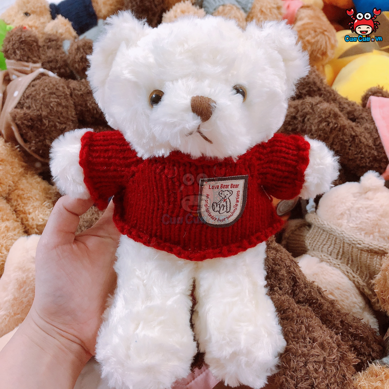 Gấu bông Teddy Head Tales mặc áo nhiều mầu (Size nhỏ mini 20cm, thú nhồi bông cao cấp lông xoăn mịn)