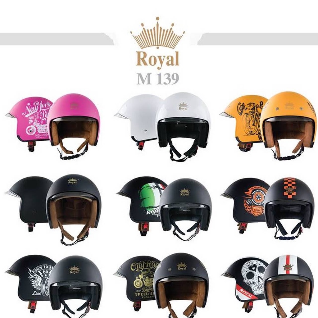 Mũ bảo hiểm xe máy 3/4 Royal M139 có kính âm màu khói trà size M,L,XL dành cho nam nữ CHÍNH HÃNG BH 12 THÁNG
