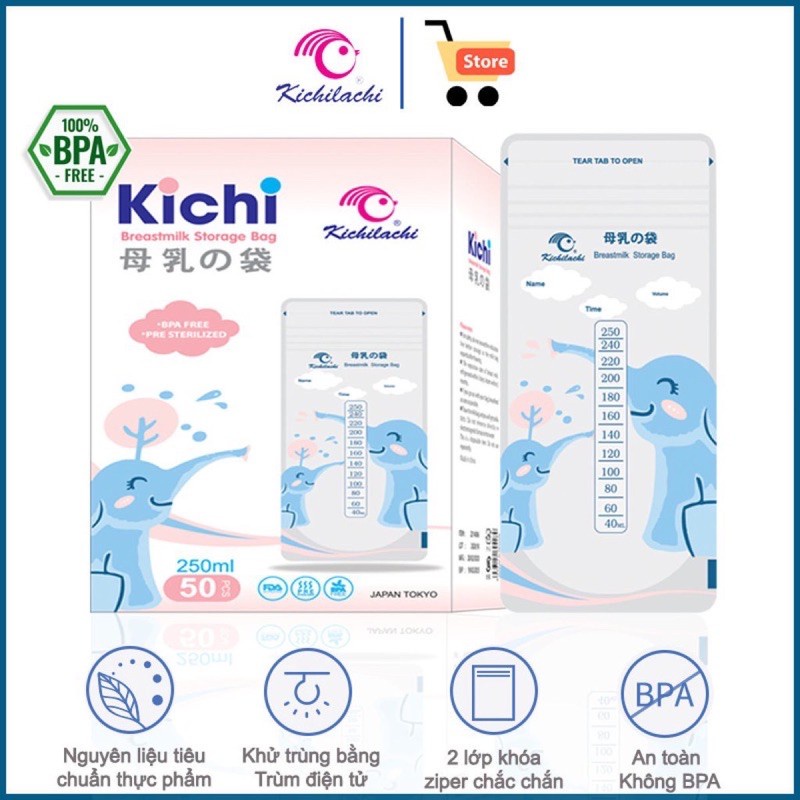 Hộp 50 túi trữ sữa Kichilachi 250ml