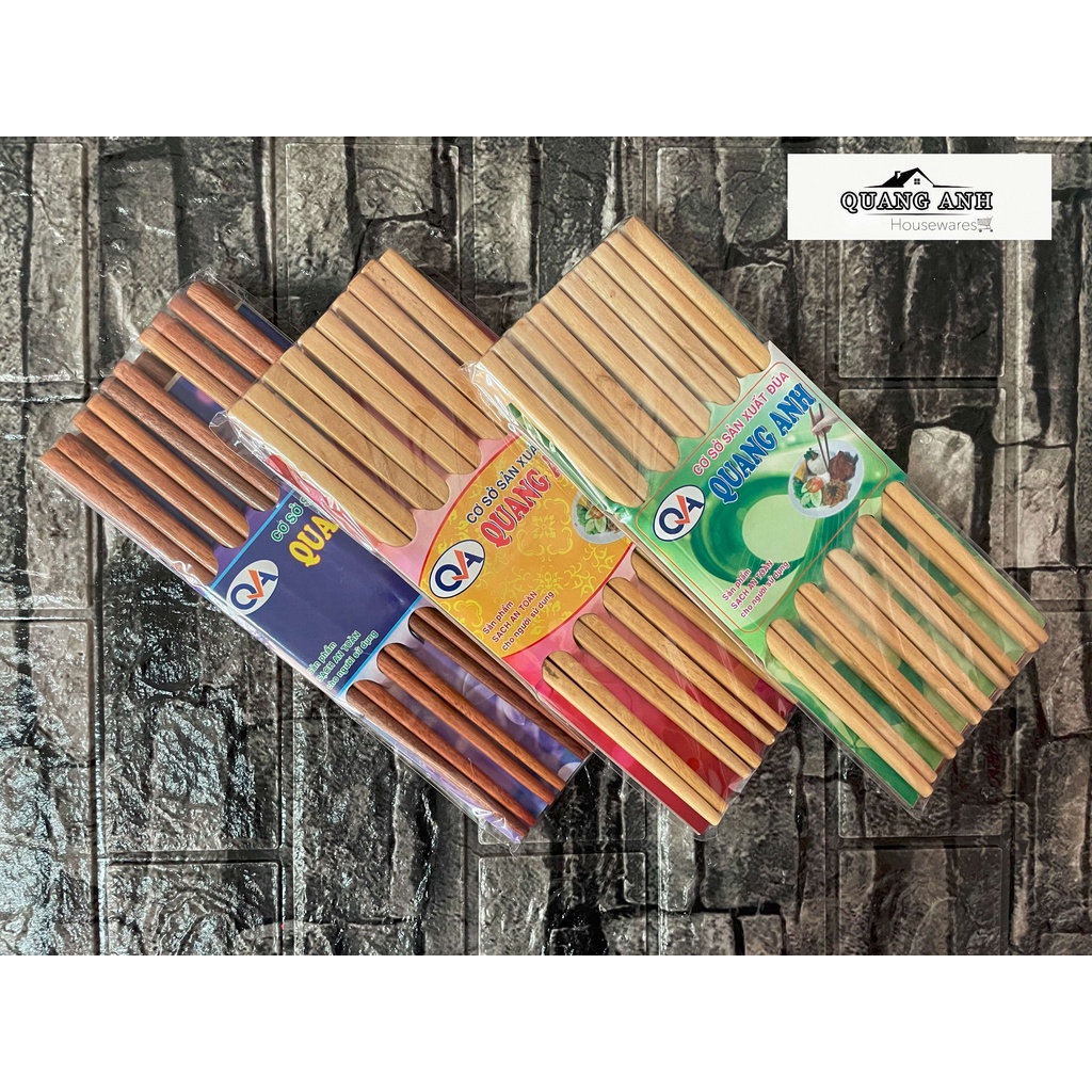 Đũa gỗ vàng Quang Anh ' lan chi tem xanh 10 đôi