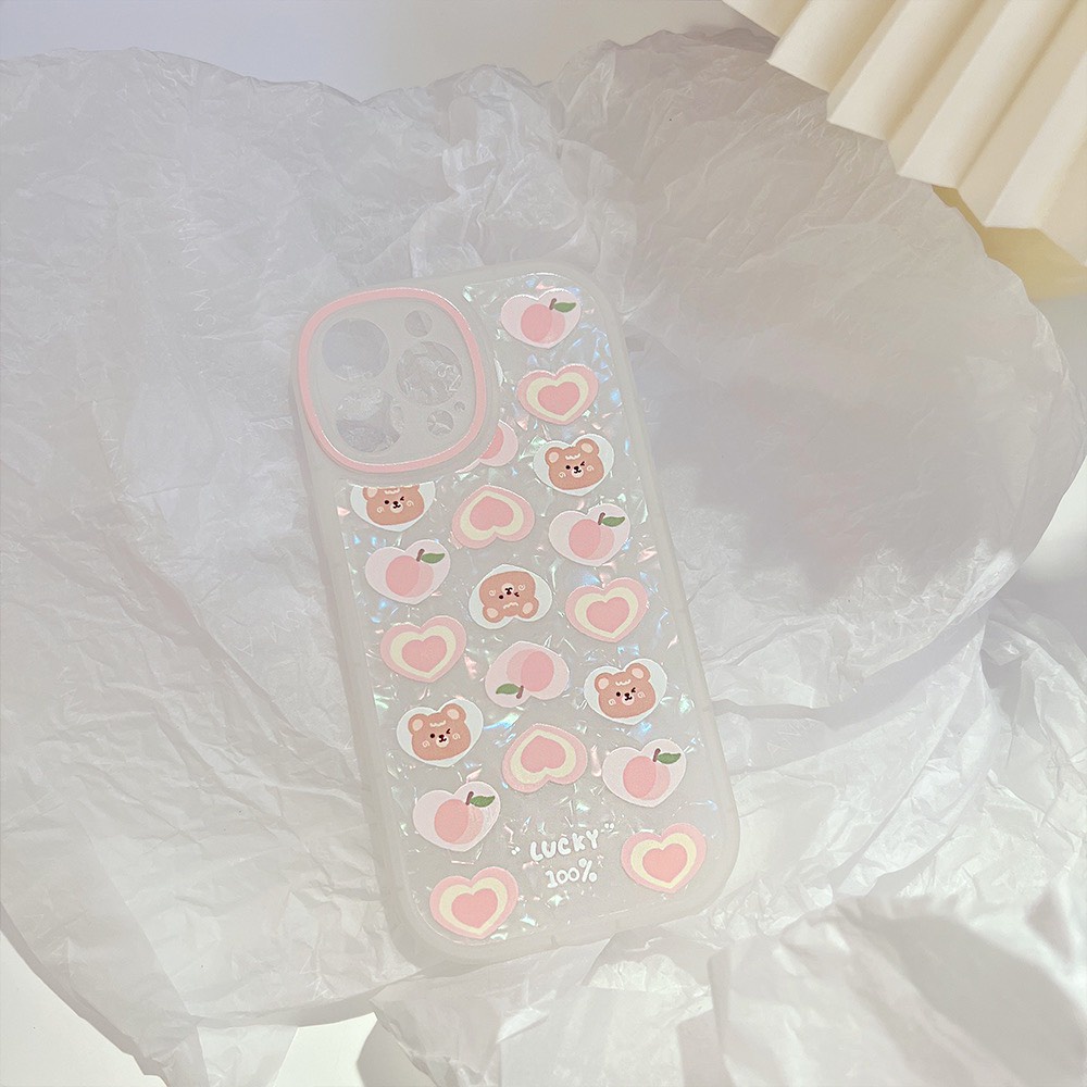 Ốp lưng iphone giả đá Peach Love Bear 13promax/13pro/13/12promax/12pro/12/11promax/11/7plus/8plus - Ina Case