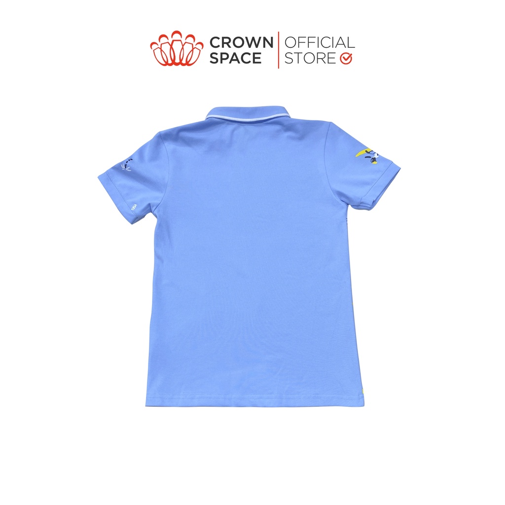 Áo Polo Bé Trai  Đi Biển Đi Học Đi Chơi Crown Space CKBS2120506 Màu Xanh Dương - Cotton Thoáng Mát Siêu Thấm Hút