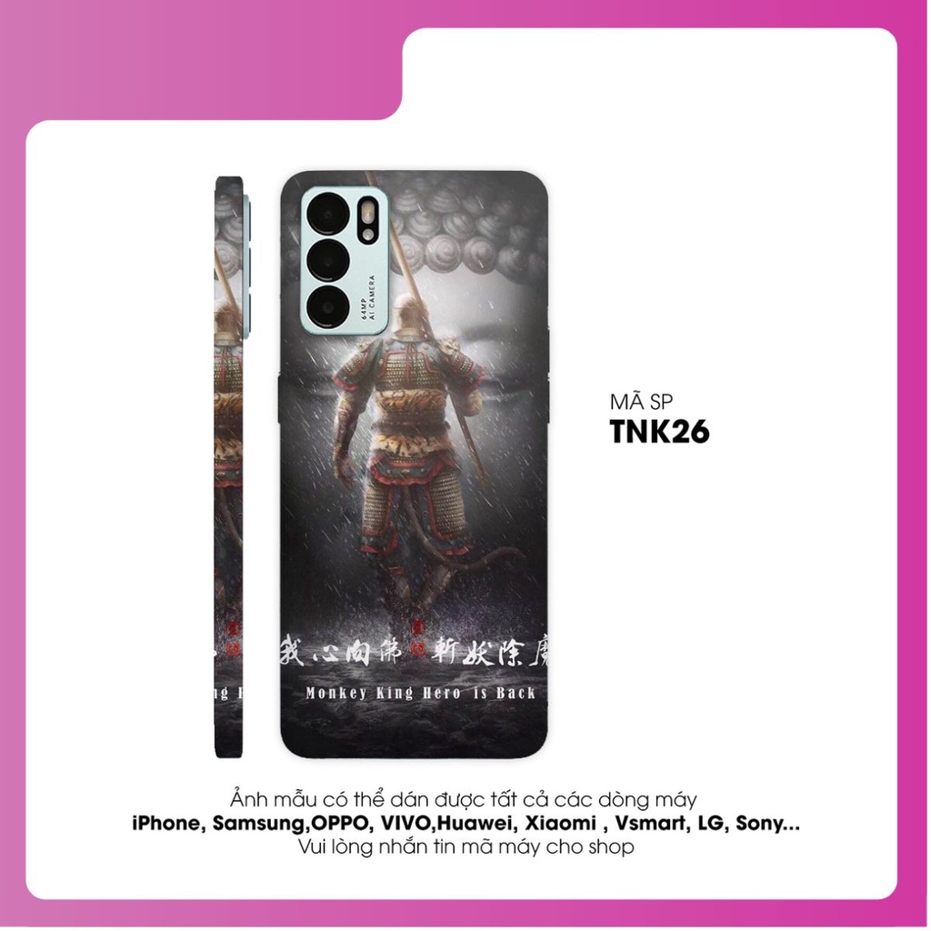 Miếng Skin Dán Điện Thoại OPPO In Hình Tôn Ngộ Không Games Bộ 6 (Ib Mã Máy Cho Shop)