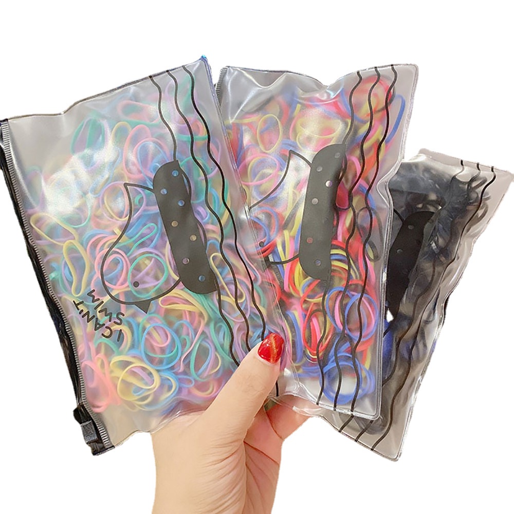 Set 1000 dây buộc tóc Haimeikang họa tiết chấm bi dùng một lần thời trang dành cho bé gái