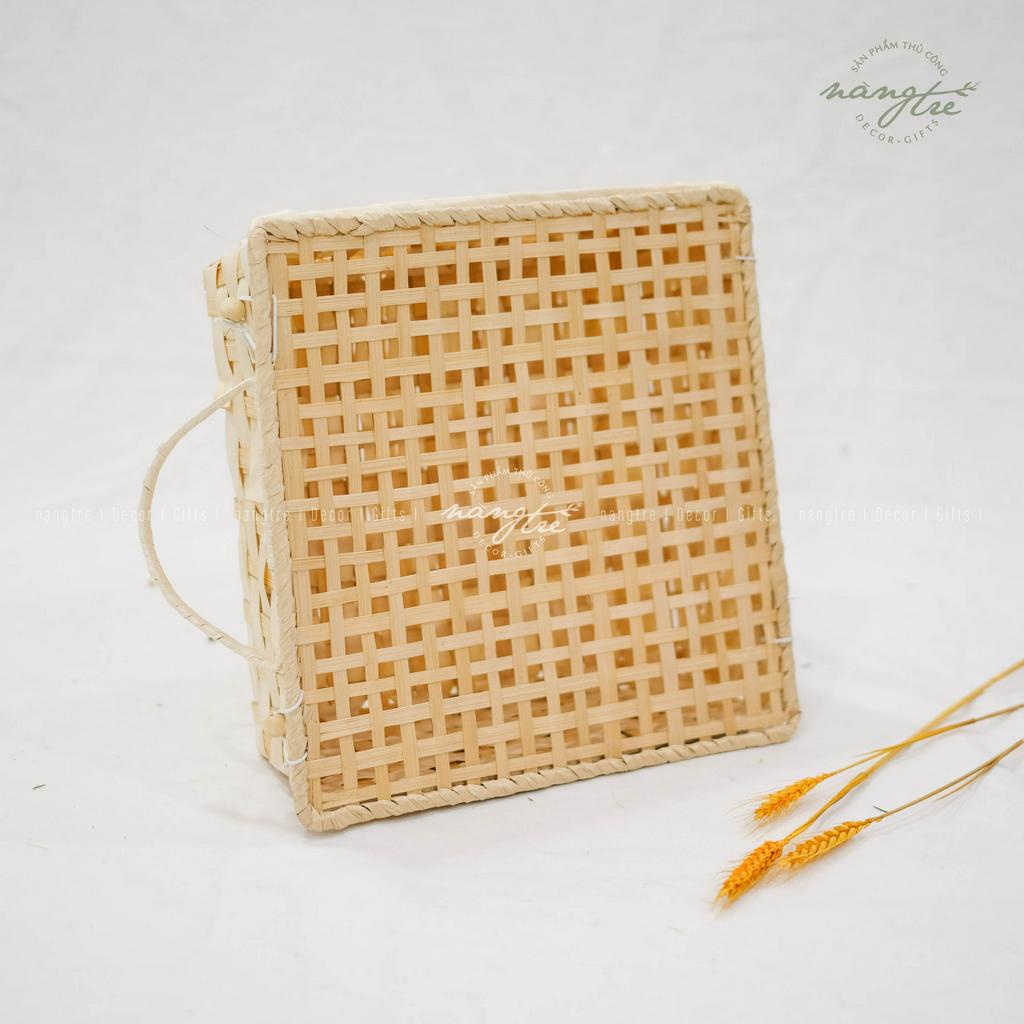 Hộp tre đan mắt vuông nắp đậy đựng quà tặng - Thân thiện môi trường