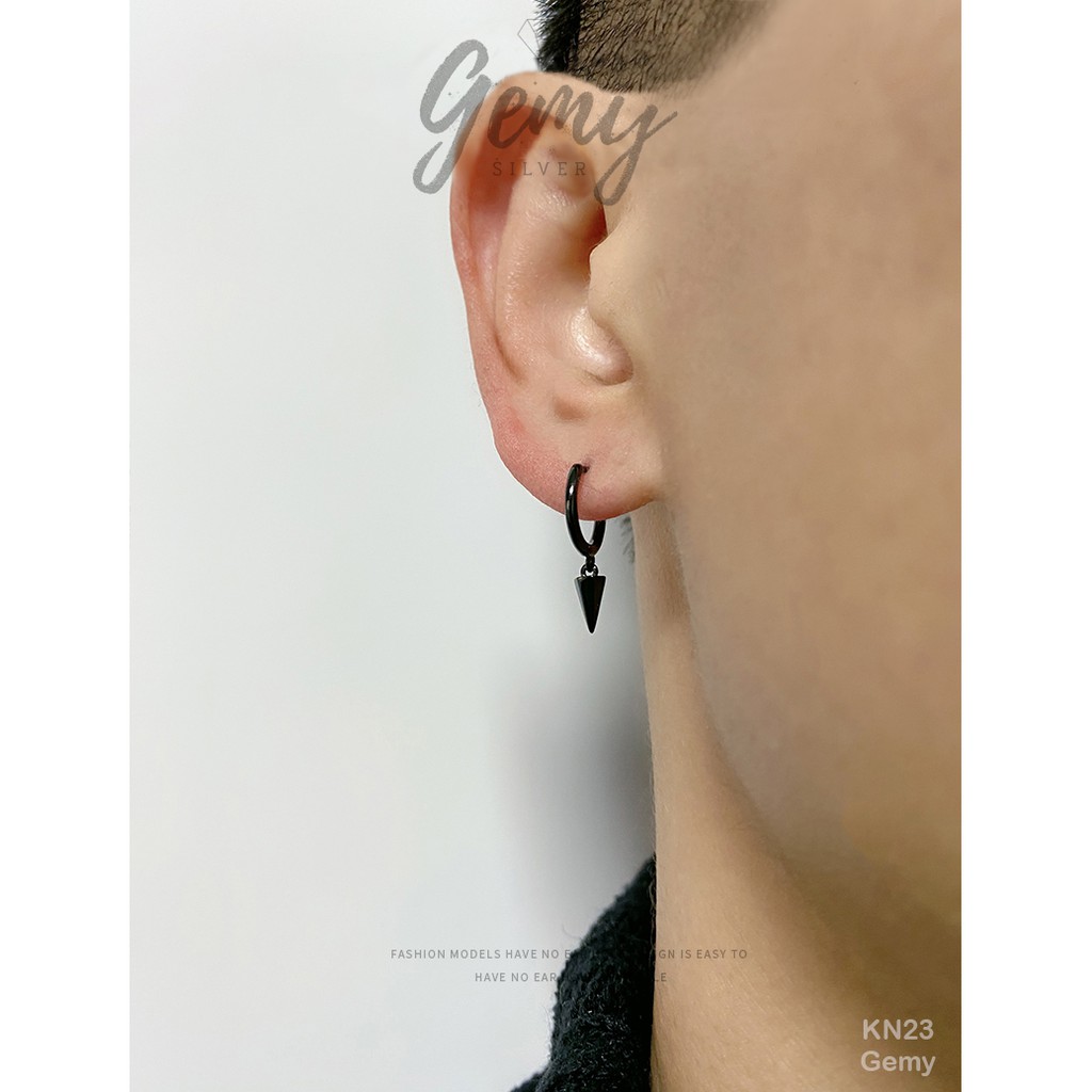 Bông tai, Khuyên tai nam nữ bạc cao cấp hình mũi đinh nhỏ thiết kế đơn giản, cá tính, unisex KN23 (1 chiếc)| GEMY SILVER