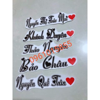 Tem, decal chữ dán xe, dán kính, mũ bảo hiểm