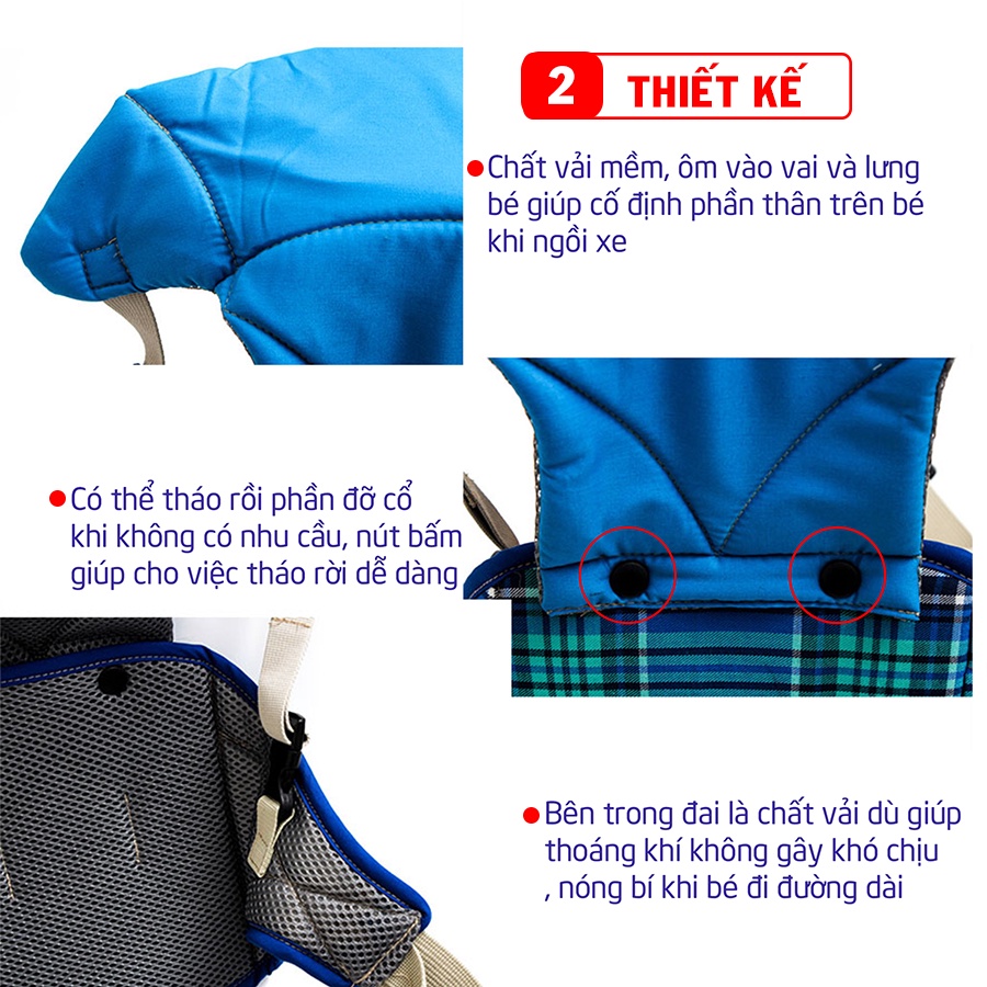 [ĐƯỢC CHỌN MẪU] Đai Xe Máy Cho Bé Có Đỡ Cổ Supeguardo-Đai an Toàn Từ 1-5 Tuổi