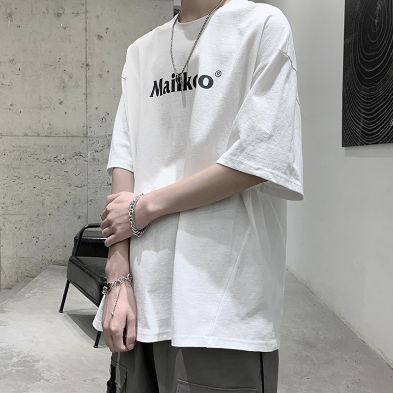 Áo thun tay lỡ nam nữ unisex MAILKOO basic tee phông form rộng oversize 2 màu trắng và đen cotton dáng xuông A101