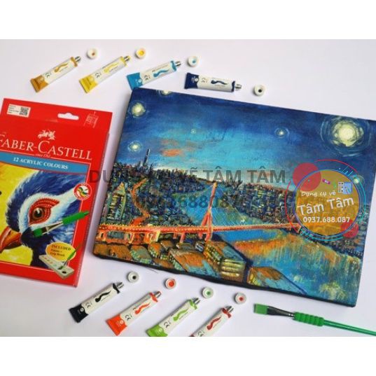 [ TÂM TÂM ]-Màu acrylic Faber Castell bộ 12 màu tuýp, ACRYLIC FABER CASTELL-