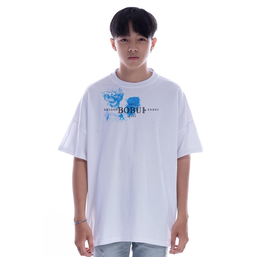 Áo thun BOBUI saigon ANGEL STAFF nam nữ unisex form rộng cổ tròn tay lỡ bigsize  T102