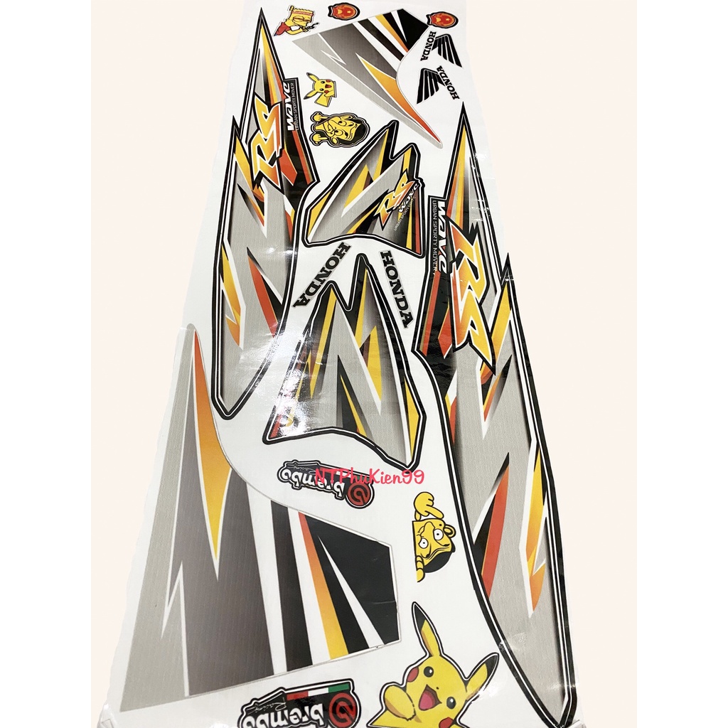 Tem Wave RS. Tem rời Wave Alpha phối màu. Dán cho Wave50cc-100cc 110cc( Tem 3 lớp chống nước chống bay màu )