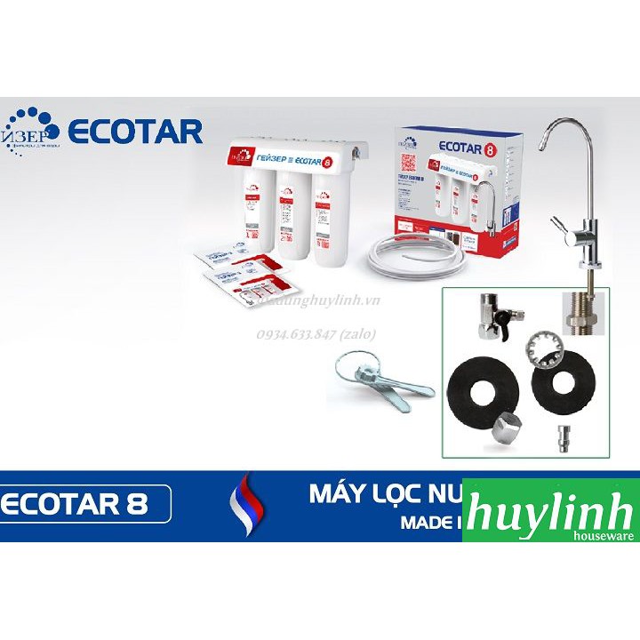 Máy lọc nước Nano Ion Canxi Geyser Ecotar 8 - Công nghệ Unitech Nano kép - Tặng kèm 2 máy lọc tại vòi Geyser Euro