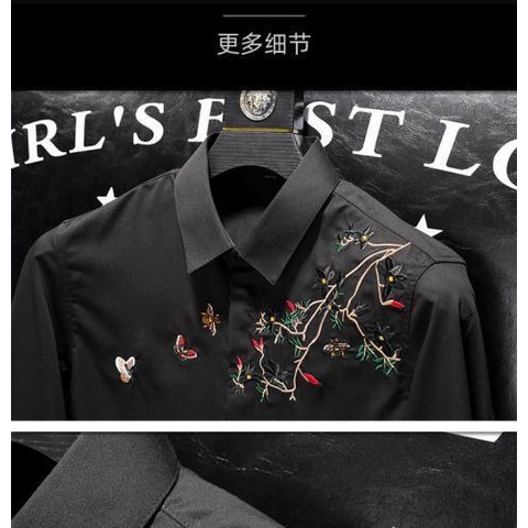 ❁Áo Sơ Mi Nam Dài Tay Thêu Họa Tiết Chất Lượng Cao Thời Trang Xuân Thu Size s 2022