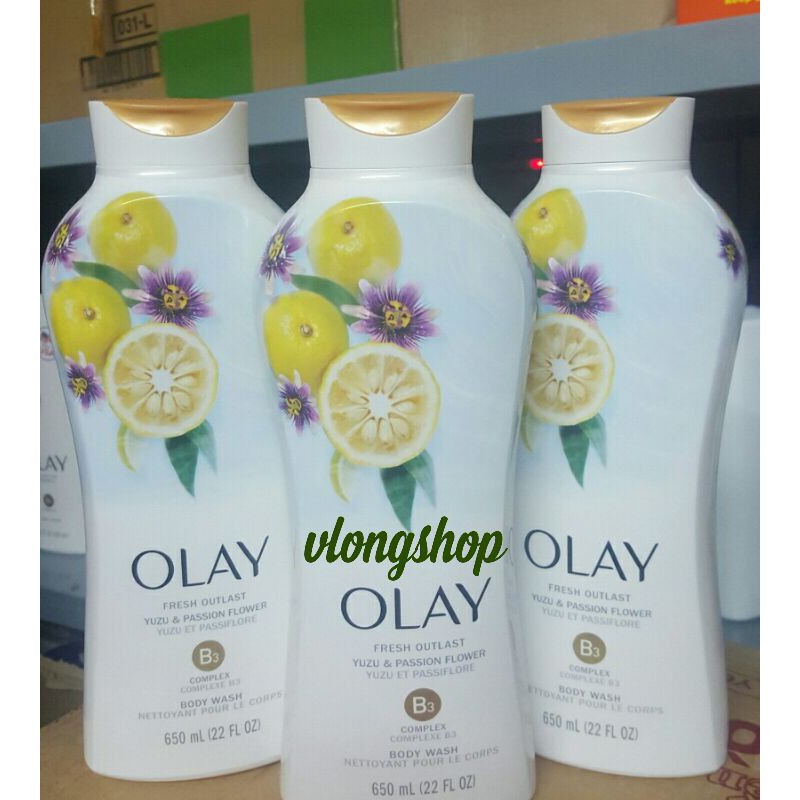 Sữa tắm Olay Fresh Outlast  Sparkling Yuzu& Passion 650ml của Mỹ