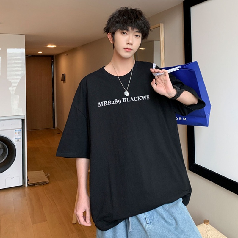 Áo Thun Ngắn Tay Cổ Tròn Dáng Rộng In Chữ Thời Trang Mùa Hè Dành Cho Nam