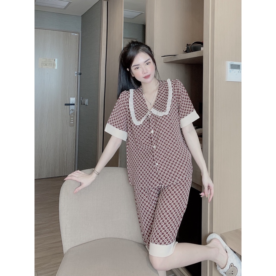 Đồ Bộ Pijama Nữ Lụa Mango Cao Cấp,Tay Ngắn Quần Lửng, Mát Mượt, Không Nhăn