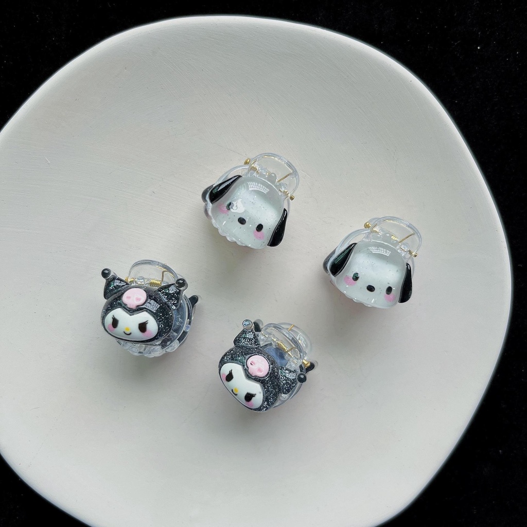 Kẹp Tóc Trong Suốt Lấp Lánh Hình Chú Chó Cinnamon Kuromi Đáng Yêu Cho Nữ