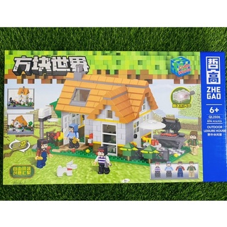 Bộ lego lắp ráp xếp hình my world ngôi nhà 3in1 có đèn led phát sáng. lắp ráp ngôi làng sáng tạo
