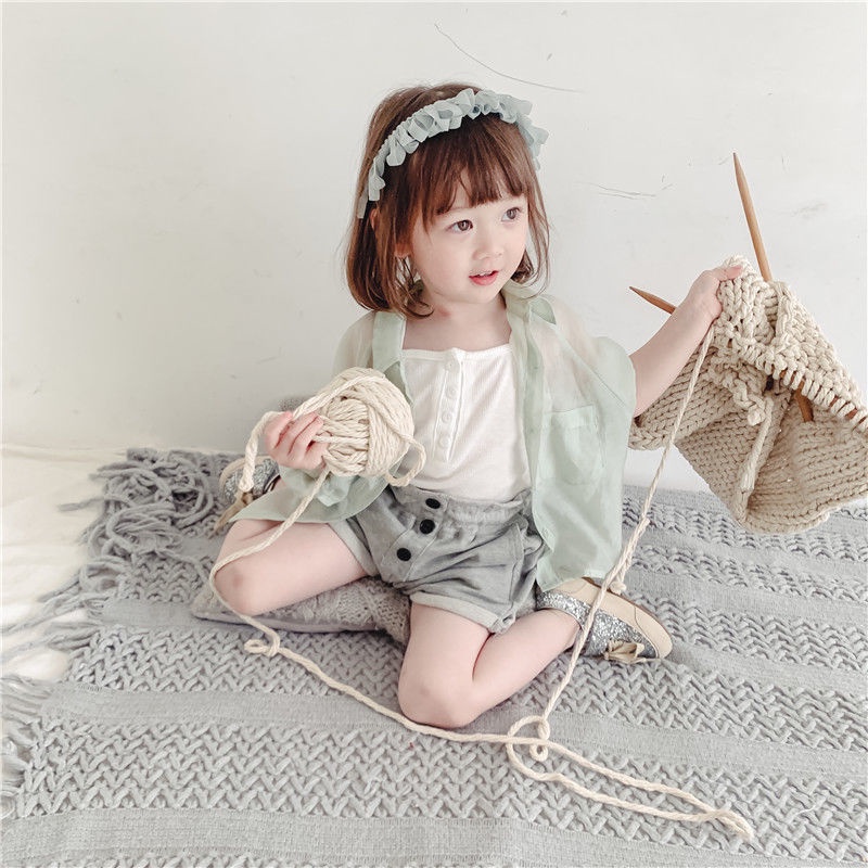 Áo Khoác Cardigan Chống Nắng Vải Cotton Thoáng Khí Thời Trang Mùa Hè Cho Bé Gái