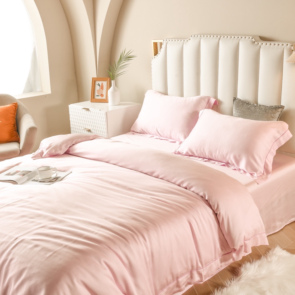 Bộ Chăn Ga Gối Lụa Tencel Cao Cấp Sang Xịn Mịn Mát Gồm Chăn Drap Gối Sét 4 Món - Nhập Khẩu Chính Hãng