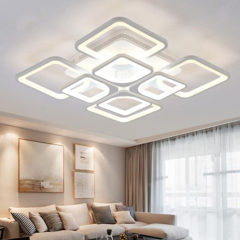 Đèn mâm ốp trần vuông 5-8 cánh điều khiển từ xa 3 chế độ ánh sáng,trang trí phòng khách,bếp,ngủ,BH 12 tháng