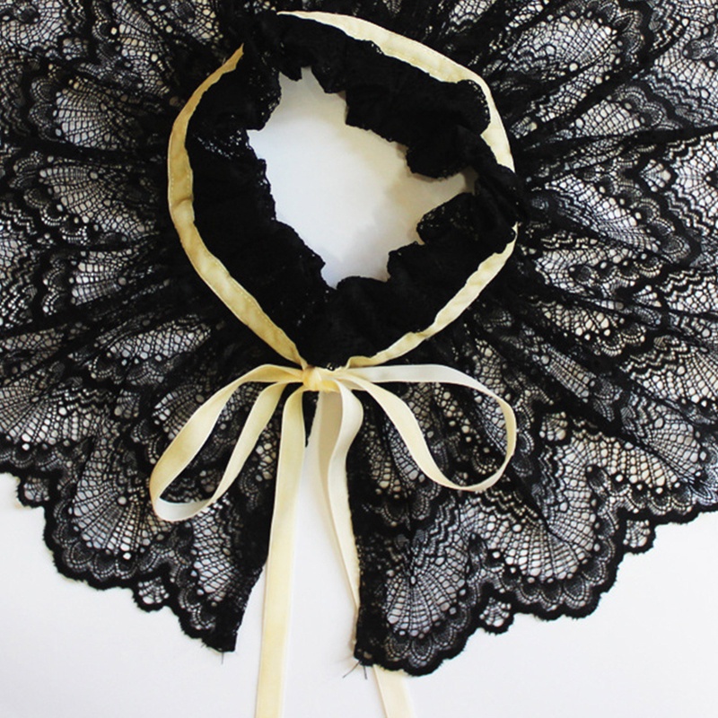 Khăn Choàng Cổ Ren Hoa Màu Đen Phong Cách Vintage Dành Cho Nữ