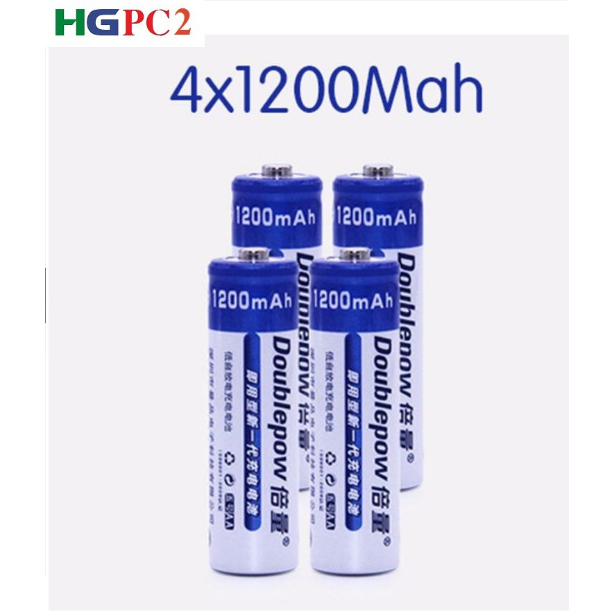 Bộ 4 viên pin tiểu sạc Doublepow AA 1200mAh