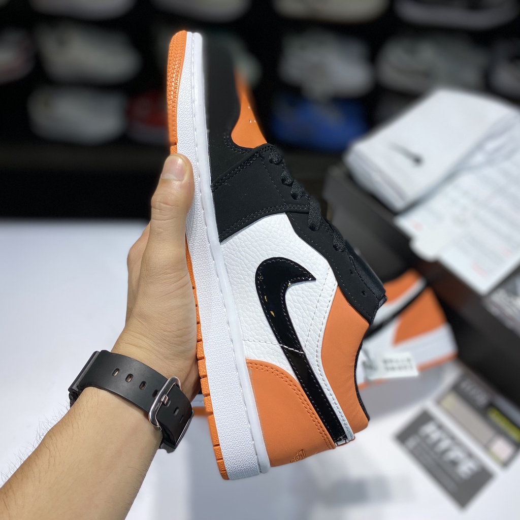 Giày sneaker Jordan 1 low shatter back board - white/back/orange ( bản 1:1 chuẩn ) .