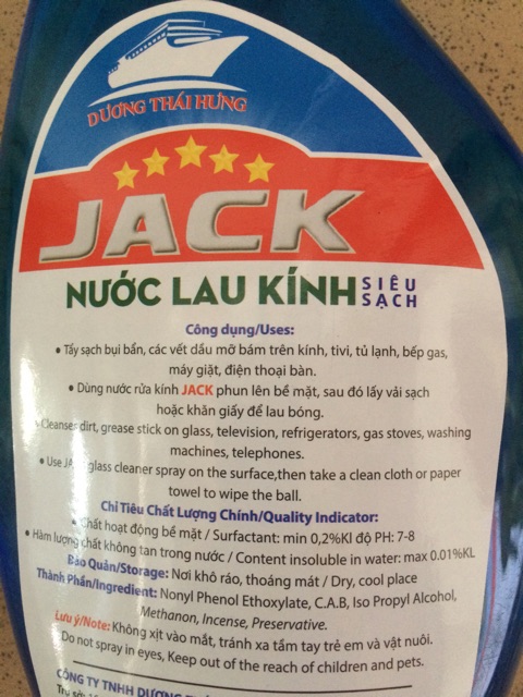 Nước lau kính Jack siêu sạch