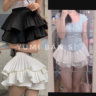 Chân Váy Nữ Xếp Li 2 Tầng [Ảnh Thật] Chân Váy Xòe Xếp Li Có Lót Siêu Hot Trendy ( bản lưng chun )o
