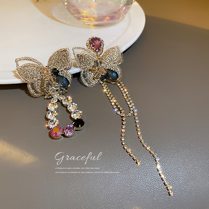 Khuyên Tai Bạc 925 Hình Bướm Đính Đá Thời Trang Phong Cách Hàn Quốc Cho Nữ