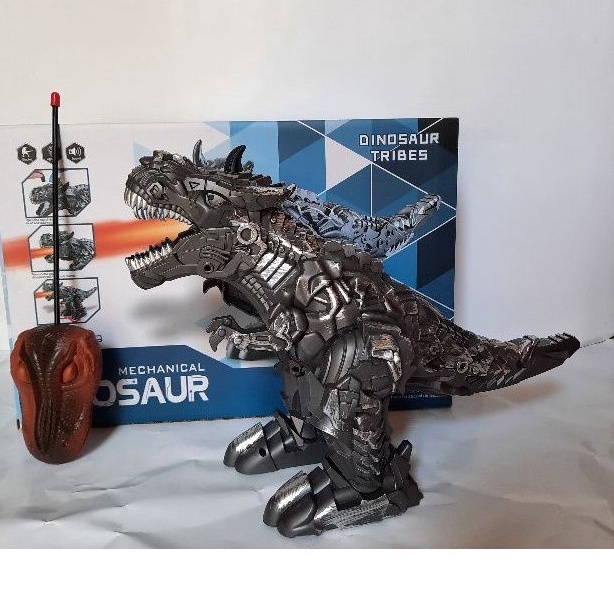 Đồ chơi khủng long điều khiển phun khói hiệu ứng đèn màu như phun lửa thật,di chuyển tiếng gầm dùng remot điều khiển
