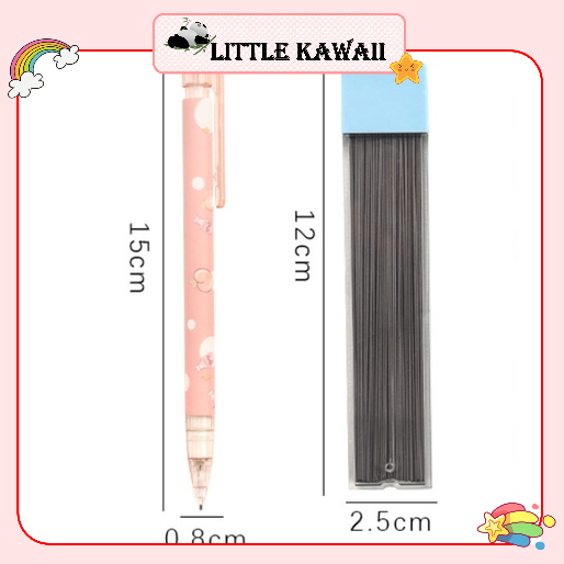 Bút viết chì bấm họa tiết hình quả đào ngòi 0.5mm