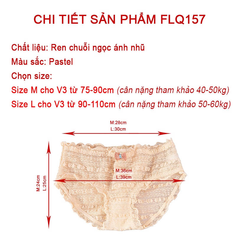 Quần lót nữ ren chuỗi ngọc ánh nhũ siêu dễ thương, thoáng mát êm ái Havana FLQ157